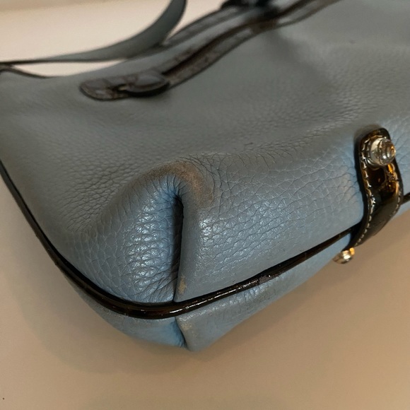 Powder Blue Brighton purse w/brown patent trim. - Picture 9 of 14